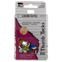 Charles Leonard, Inc. 100 Count MultiColor Thumb Tacks