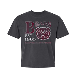CI Sport Bears EST 1905 Bear Head Missouri State University Ladies Gray Boxy Tee