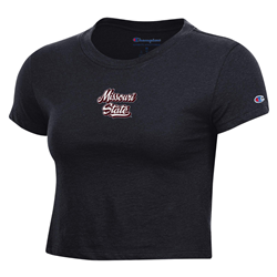 Champion Missouri State Ladies Black Short Sleeve Crop Tee