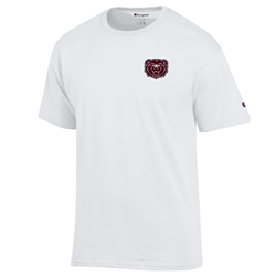 Champion Bear Head Fight for Victory Multi Logo White Tee
