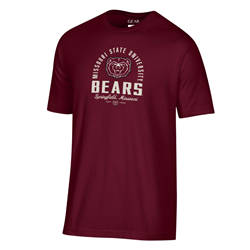 Gear Missouri State University Bearhead  Bears Springfield, Missouri Est. Bearhead 1905 Maroon Short Sleeve Tee