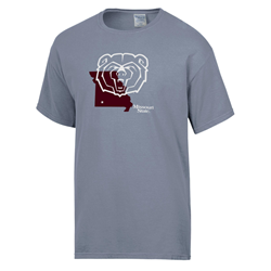 Comfort Wash Bear Head Over Missouri State Gray Tee
