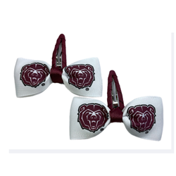 USA Bear Head White Clip-On Bow