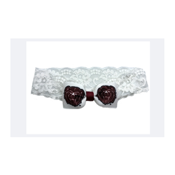 USA Bear Head Infant's White Lace HeadBand with Mini Bow