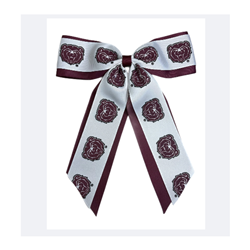USA Bear Head White & Maroon Jumbo Cheer Bow
