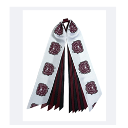 USA white Bear Head Pony Streamers with Black/Maroon Tail