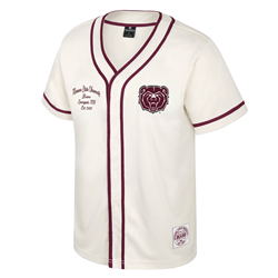 Colosseum Bear Head and Script Men's Cream Baseball Jersey