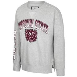 Colosseum Missouri State Bear Head Ladies Gray Crewneck