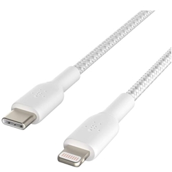 BELKIN BRAIDED BOOSTCHARGE USB-C TO LIGHTNING CABLE (1 METER / 3.3 FOOT, WHITE)
