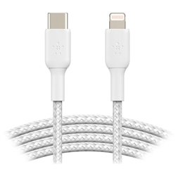 BELKIN BRAIDED USB-C TO LIGHTNING CABLE (2M/6.6FT, WHITE)