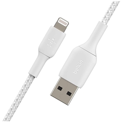 BELKIN BRAIDED LIGHTNING TO USB-A CABLE (1M/3.3 FT, WHITE)