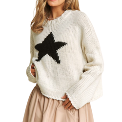 Curvy Star Cropped Knit Sweater