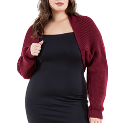 Curvy Cropped Knit Shrug Cardigan