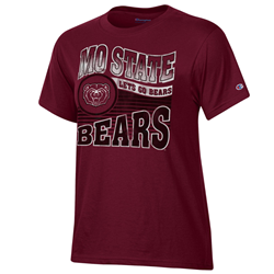 Champion Mo State Lets Go Bears Bear Head Bears Ladies Maroon Tee