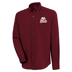 Antigua Embroidered Mo State Men's Maroon Long Sleeve Polo