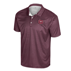 Colosseum Bear Head Men's Maroon Striped Polo