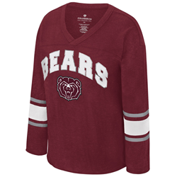 Colosseum Bears Bear Head Sleeve Stripe Ladies Maroon Long Sleeve