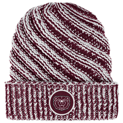 Colosseum Bear Head Maroon and White Folded Beanie