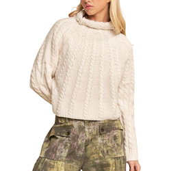 Curvy Cable Knit Turtleneck Knit Texture Sweater