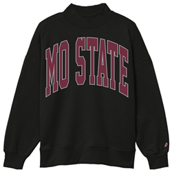 League Mo State Black Mock Neck Crew