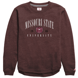 League Missouri State 19 Bear Head 05 University Ladies Maroon Crewneck