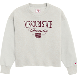 League Missouri State University Est. Bear Head 1905 Ladies Oat Crewneck