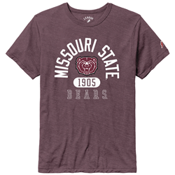League Missouri State Bear Head 1905 Bears Ladies Maroon Tee