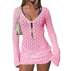 Pink Crochet Swimsuit Cover-up
