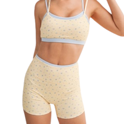 Floral Double Layered Yellow Sports Bra
