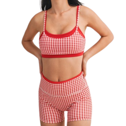 Gingham Double Layered Red Sports Bra
