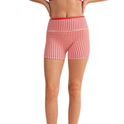 Gingham Double Layered Red Biker Shorts