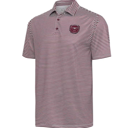 Antigua Bear Head Men's Maroon Striped Skills Polo