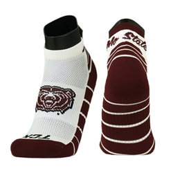 TCK Bear Head Mo State Maroon and White Ankle Socks