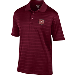 Champion Bear Head Men's Maroon Textured Striped Polo