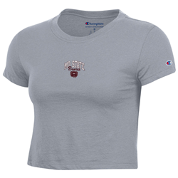 Champion Mo State Bears Bear Head Ladies Gray Cropped Short Sleeve Tee