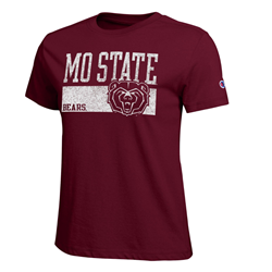 Champion Mo State Bears Bear Head Ladies Maroon Short Sleeve Tee