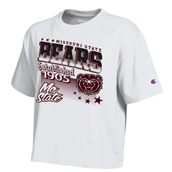 Champion Missouri State Bears Established 1905 Bear Head Mo State Ladies White Tee