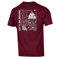 Champion Mo State Lets Go Bears Campus Outline Maroon Tee