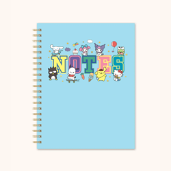 Hello Kitty and Friends College Letters Blue Extra-Large Spiral Notebook with Pocket & Sticker Sheet