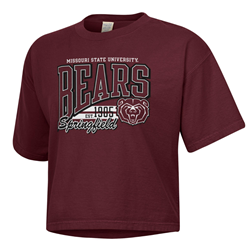 Comfort Wash Missouri State University Bears 1905 Springfield Ladies Maroon Boxy Tee