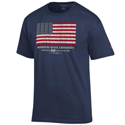 Champion American Flag Missouri State University 250 Years of USA Navy Tee
