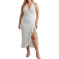 Curvy Polka Dot Halter Dress
