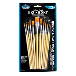 BRUSH SET - SOFT BRISTLE, ROUND & FLAT, (12PK) @ ART CONNECTION