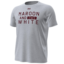 Under Armour Maroon and Bear Head White Men's Gray Tee