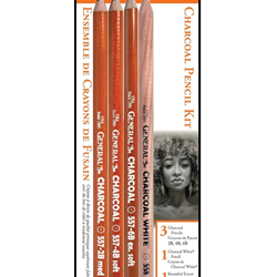 CHARCOAL PENCIL KIT (4PK W ERASER) @ ART CONNECTION