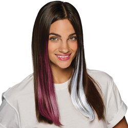 HairUWear Maroon and White Straight Clip-In