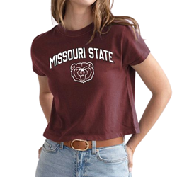 Chicka-d Missouri State Bear Head Ladies Maroon Cropped Tee