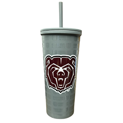 Spirit Bear Head Gray Straw Tumbler