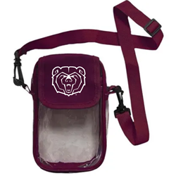 Storm Duds Bear Head Maroon Clear Mini Crossbody Stadium Bag
