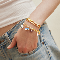 Baublebar Mo State Stacked Dangle Gold Charm Bracelet